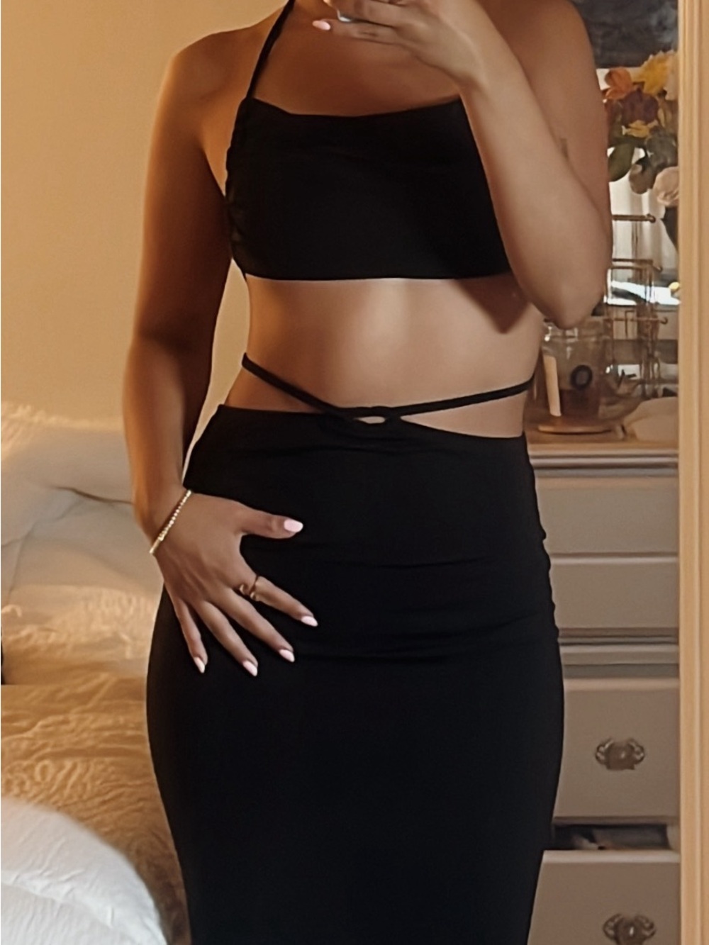Black Wrap-Detail Women's Skirt